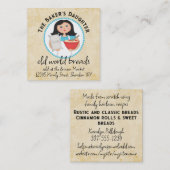 黒髪女性ベーキングシェフ小麦粉の名刺 スクエア名刺 (正面/裏面)