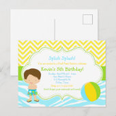 黒髪少年プールパーティーバッシュパーティー ポストカード (正面/裏面)