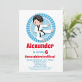 黒髪空手柔道ボーイズ誕生日招待状 招待状 (スタンド正面)