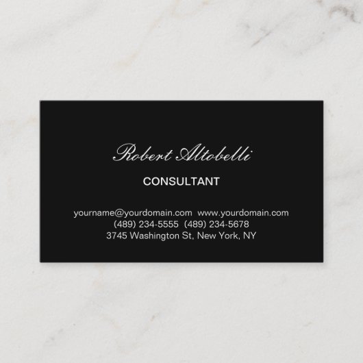 黒魅力的と白のスクリプト名刺 名刺 (正面)