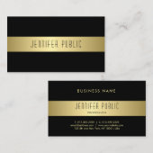 黒魅力的モダンと金ゴールドデザインシックプレーン 名刺 (正面/裏面)