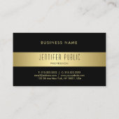 黒魅力的モダンと金ゴールドデザインシックプレーン 名刺 (裏面)