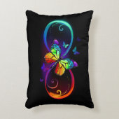 黒鮮やかに虹の蝶がある無限大 アクセントクッション (正面(垂直))