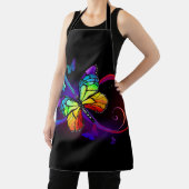 黒鮮やかに虹の蝶がある無限大 エプロン (インサイチュ)