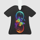 黒鮮やかに虹の蝶がある無限大 オーナメント (裏面)