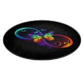黒鮮やかに虹の蝶がある無限大 カッティングボード (角)