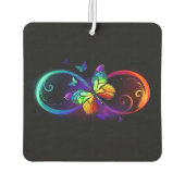 黒鮮やかに虹の蝶がある無限大 カーエアーフレッシュナー (裏面)
