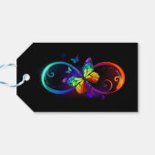 黒鮮やかに虹の蝶がある無限大 ギフトタグ (裏面横)