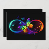 黒鮮やかに虹の蝶がある無限大 サンキューカード (正面/裏面)