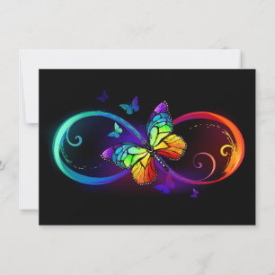 黒鮮やかに虹の蝶がある無限大 サンキューカード