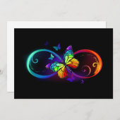 黒鮮やかに虹の蝶がある無限大 サンキューカード (正面/裏面)