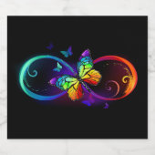 黒鮮やかに虹の蝶がある無限大 スパークリングワインラベル (シングルラベル)