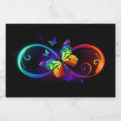 黒鮮やかに虹の蝶がある無限大 スパークリングワインラベル (シングルラベル)