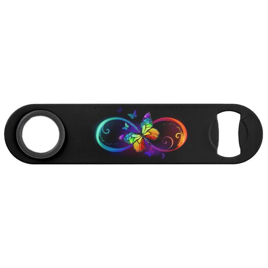 黒鮮やかに虹の蝶がある無限大 スピード栓抜き (正面(横))