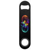 黒鮮やかに虹の蝶がある無限大 スピード栓抜き (正面)