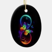黒鮮やかに虹の蝶がある無限大 セラミックオーナメント (裏面)
