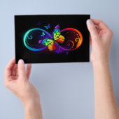 黒鮮やかに虹の蝶がある無限大 チラシ (ハンドル)