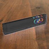 黒鮮やかに虹の蝶がある無限大 デスクネームプレート (側面)