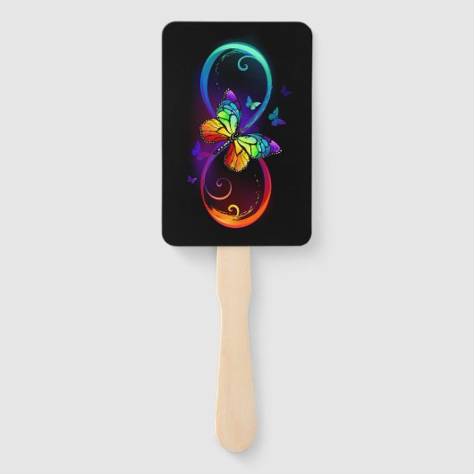 黒鮮やかに虹の蝶がある無限大 ハンドファン (裏面)