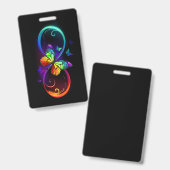 黒鮮やかに虹の蝶がある無限大 バッジ (正面＆裏面)