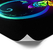 黒鮮やかに虹の蝶がある無限大 ポスター (角)