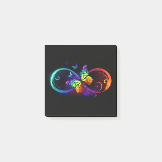 黒鮮やかに虹の蝶がある無限大 ポストイット (正面)