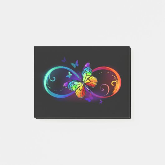 黒鮮やかに虹の蝶がある無限大 ポストイット (正面)