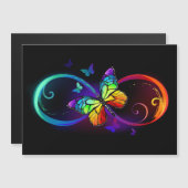 黒鮮やかに虹の蝶がある無限大 マグネット招待状 (正面/裏面)