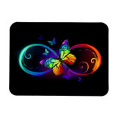 黒鮮やかに虹の蝶がある無限大 マグネット (横)