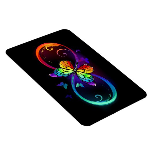 黒鮮やかに虹の蝶がある無限大 マグネット (右側)