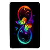 黒鮮やかに虹の蝶がある無限大 マグネット (縦)