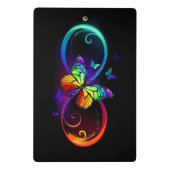 黒鮮やかに虹の蝶がある無限大 ミニクリップボード (裏面)