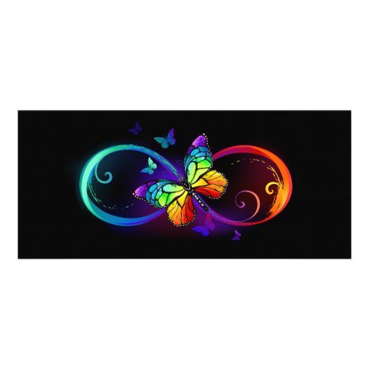 黒鮮やかに虹の蝶がある無限大 ラックカード (正面)