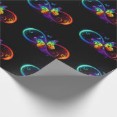 黒鮮やかに虹の蝶がある無限大 ラッピングペーパー (角)