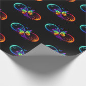 黒鮮やかに虹の蝶がある無限大 ラッピングペーパー (角)