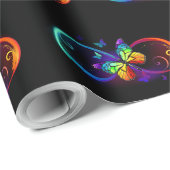 黒鮮やかに虹の蝶がある無限大 ラッピングペーパー (ロールコーナー)