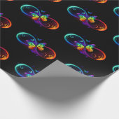 黒鮮やかに虹の蝶がある無限大 ラッピングペーパー (角)