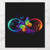 黒鮮やかに虹の蝶がある無限大 ワインラベル (シングルラベル)