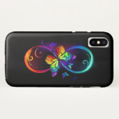 黒鮮やかに虹の蝶がある無限大 Case-Mate iPhoneケース (裏面(横))