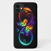 黒鮮やかに虹の蝶がある無限大 Case-Mate iPhoneケース (裏面)