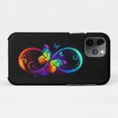 黒鮮やかに虹の蝶がある無限大 Case-Mate iPhoneケース (裏面(横))