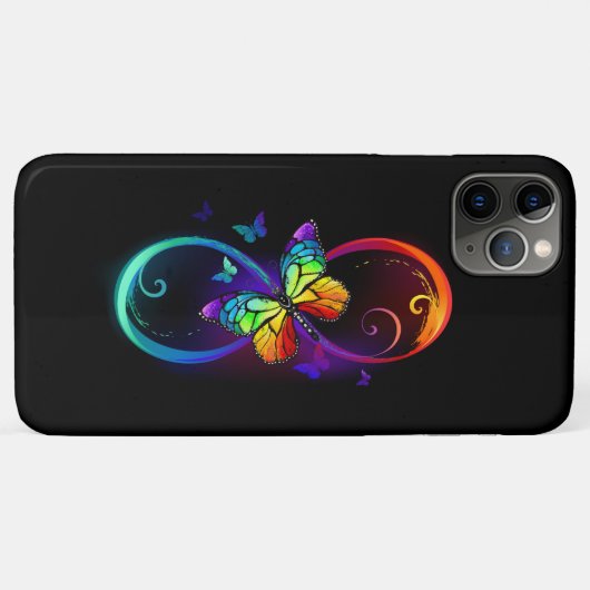 黒鮮やかに虹の蝶がある無限大 Case-Mate iPhoneケース (裏面(横))