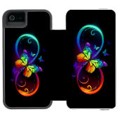 黒鮮やかに虹の蝶がある無限大 INCIPIO iPhoneウォレットケース (フォリオ Open)