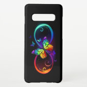 黒鮮やかに虹の蝶がある無限大 SAMSUNG GALAXYケース (裏面)