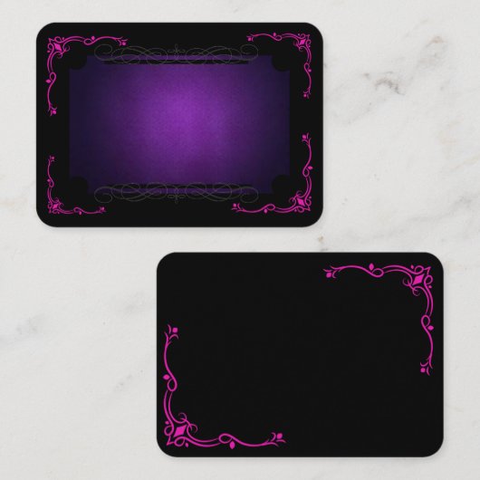 黒鮮やかの紫(上の縁どデザイン付き) 名刺 (正面/裏面)