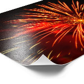 黒鮮やか空に赤い花火が打ち上げられる フォトプリント            (角)