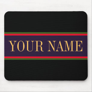 黒鮮やか紫はっきりした鮮やかな赤の緑のストライプ マウスパッド