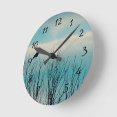 黒鳥と雲 ラウンド壁時計 (傾斜)