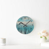 黒鳥と雲 ラウンド壁時計 (ホーム)