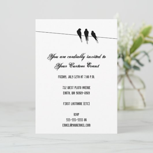 黒鳥のシルエットオンワイヤ 招待状 (スタンド正面)